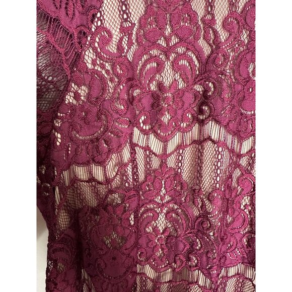 Adrianna Papell Purple Lace Sheer Long Sleeve Sheath Dress Size 18W Party - Picture 3 of 9